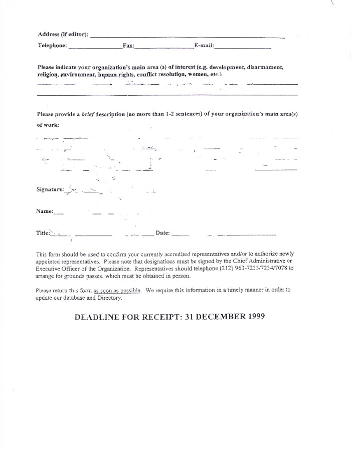 2000 Accreditation Form, page 2 of 2